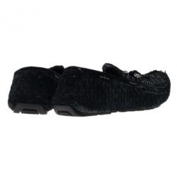 Pre Owned Dolce and Gabbana Black Woven Suede Loafers Size 42