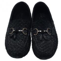 Pre Owned Dolce and Gabbana Black Woven Suede Loafers Size 42