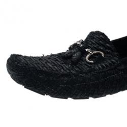 Pre Owned Dolce and Gabbana Black Woven Suede Loafers Size 42