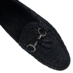 Pre Owned Dolce and Gabbana Black Woven Suede Loafers Size 42