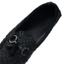 Pre Owned Dolce and Gabbana Black Woven Suede Loafers Size 42