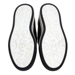 مملوكة مسبقًا Dolce & Gabbana Black Leather Family Slip On Sneakers Size 40
