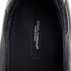 مملوكة مسبقًا Dolce & Gabbana Black Leather Family Slip On Sneakers Size 40