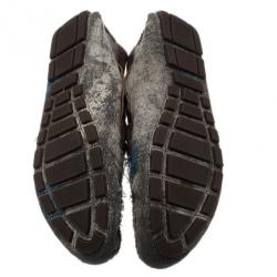 مملوكة مسبقًا Dolce and Gabbana Grey and Brown Canvas Horsebit Loafers Size 42