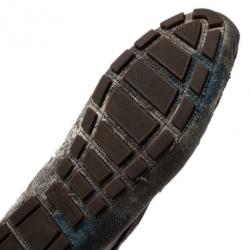 مملوكة مسبقًا Dolce and Gabbana Grey and Brown Canvas Horsebit Loafers Size 42