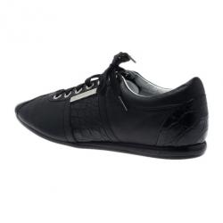 Pre Owned حذاء رياضي دولتشي أند غابانا لافتة الشعار جلد أسود مقاس 42.5