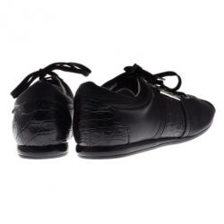 Pre Owned حذاء رياضي دولتشي أند غابانا لافتة الشعار جلد أسود مقاس 42.5