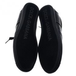 Pre Owned حذاء رياضي دولتشي أند غابانا لافتة الشعار جلد أسود مقاس 42.5