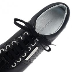 Pre Owned حذاء رياضي دولتشي أند غابانا لافتة الشعار جلد أسود مقاس 42.5