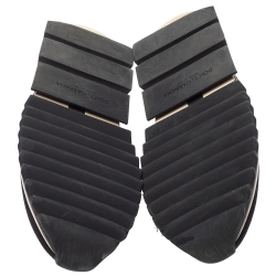 Pre Owned  Dolce & Gabbana White/Black Stretch Fabric Logo Sorrento Slip On Sneakers Size 42