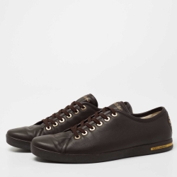 Pre Owned Dolce & Gabbana Dark Brown Leather Lace Up  Sneakers Size 44 