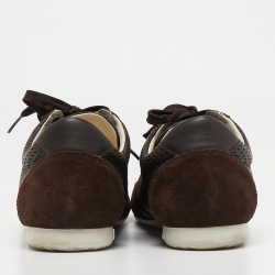 Pre Owned Dolce & Gabbana Brown Suede and Perforated Leather Low Top Sneakers Size 43