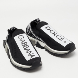 Pre Owned Dolce & Gabbana Black Knit Fabric Sorrento Sneakers Size 44