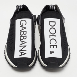 Pre Owned Dolce & Gabbana Black Knit Fabric Sorrento Sneakers Size 44
