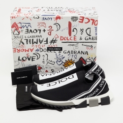 Pre Owned Dolce & Gabbana Black Knit Fabric Sorrento Sneakers Size 44