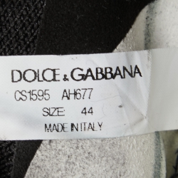 Dolce & Gabbana Black/White Logo Print Knit Fabric Sorrento Sneakers Size 44