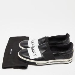 Pre Owned حذاء رياضي دولتشي أند غابانا جلد مزخرف رقعات أسود سليب أون مقاس 44