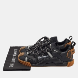 Pre Owned Dolce & Gabbana Black Leather and Rubber NS1 Sneakers Size 43
