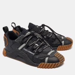 Pre Owned Dolce & Gabbana Black Leather and Rubber NS1 Sneakers Size 43