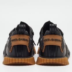 Pre Owned Dolce & Gabbana Black Leather and Rubber NS1 Sneakers Size 43