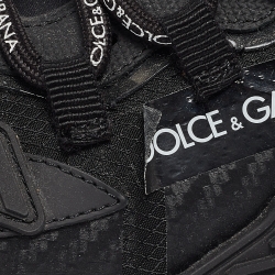 Pre Owned Dolce & Gabbana Black Leather and Rubber NS1 Sneakers Size 43