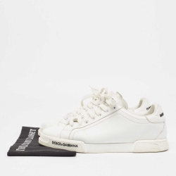 Pre Owned Dolce & Gabbana White Leather Low Top Sneakers Size 43