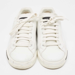 Pre Owned Dolce & Gabbana White Leather Low Top Sneakers Size 43