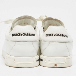 Pre Owned Dolce & Gabbana White Leather Low Top Sneakers Size 43