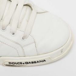 Pre Owned Dolce & Gabbana White Leather Low Top Sneakers Size 43