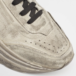 Pre Owned Dolce & Gabbana Grey Textured Suede Low Top Sneakers Size 44