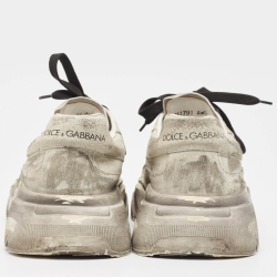 Pre Owned Dolce & Gabbana Grey Textured Suede Low Top Sneakers Size 44