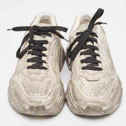 Pre Owned Dolce & Gabbana Grey Textured Suede Low Top Sneakers Size 44