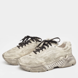 Pre Owned Dolce & Gabbana Grey Textured Suede Low Top Sneakers Size 44