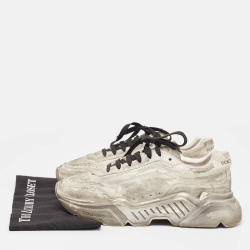 Pre Owned Dolce & Gabbana Grey Textured Suede Low Top Sneakers Size 44