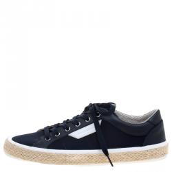 Pre Owned Dolce And Gabbana Blue Canvas Riga Espadrille Lace Up Sneakers Size 43