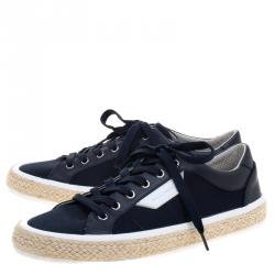 Pre Owned Dolce And Gabbana Blue Canvas Riga Espadrille Lace Up Sneakers Size 43