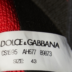 Pre Owned Dolce & Gabbana Red/Black Knit Fabric Sorrento Sneakers Size 43