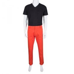 Pre Owned Dsquared2 Orange Overdyed Cotton Chino Trousers XXL