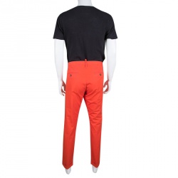 Pre Owned Dsquared2 Orange Overdyed Cotton Chino Trousers XXL
