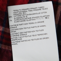 Dsquared2 Red and Blue Plaid Check Cotton Herringbone Weave Relaxed Dan Shirt L