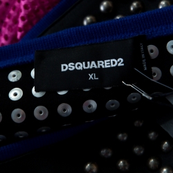 Pre Owned Dsquared2 Pink Mesh Palm Applique Studded Leather Trim Vest XL