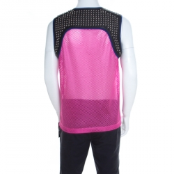Pre Owned Dsquared2 Pink Mesh Palm Applique Studded Leather Trim Vest XL