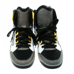 Dsquared2 Tricolor Leather And Suede Logo Appliquè High Top Sneakers Size 43