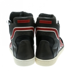 Dsquared2 Grey/Black Leather And Suede High Top Sneakers Size 43