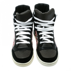 Dsquared2 Grey/Black Leather And Suede High Top Sneakers Size 43