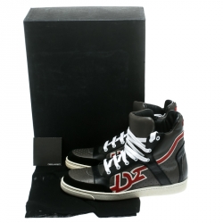Dsquared2 Grey/Black Leather And Suede High Top Sneakers Size 43