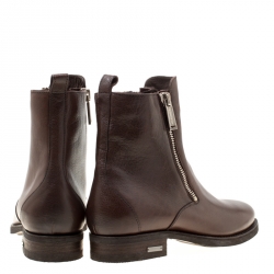 Dsquared2 Brown Leather Double Zipper Ankle Boots Size 44