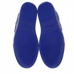 Pre Owned Dsquared2 Blue Leather Whipstitch Detail Sneakers Size 45 