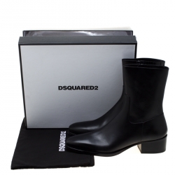 Dsquared2 Icon Black Leather Pierre Ankle Boots Size 44