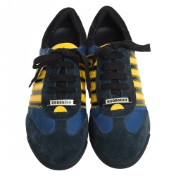 Dsquared2 Multicolor Suede, Nylon And Leather New Runner Low Top Sneakers Size 41.5